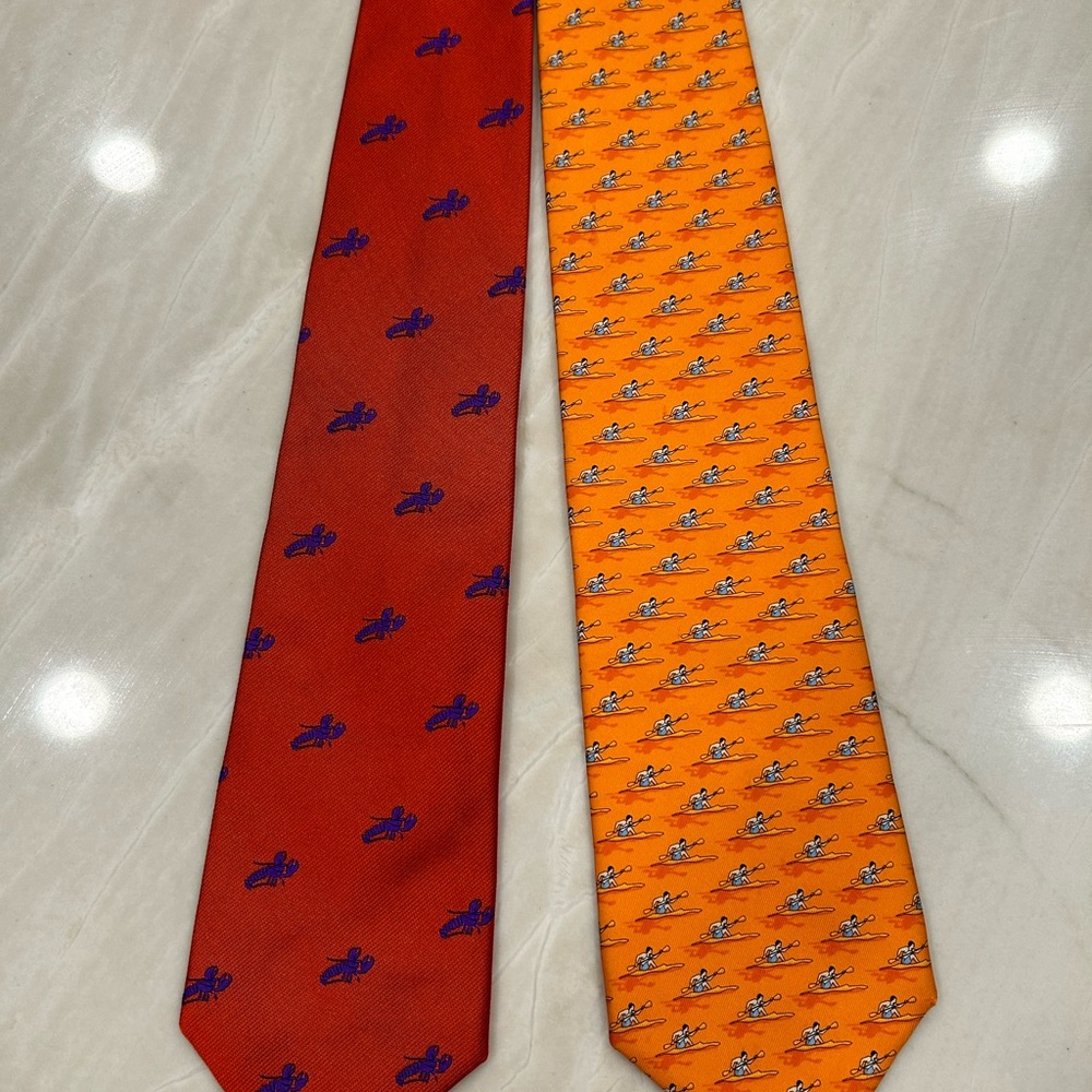 Salvatore Ferragamo Red and Orange Silk Ties